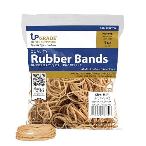 Upgrade Office Supply UPG23716 Rubber Bands, Size 16 (2-1/2 x 1/16), 450 Bands, 1/4 lb Bag, USA