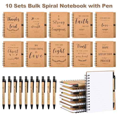 60 Pcs / 30 Sets Prayer Journal for Woman, Christian Gifts Small Notebooks Bulk with Pen for Teens, Blank Lined Bible Journal for Sunday School Class and Church Visitor