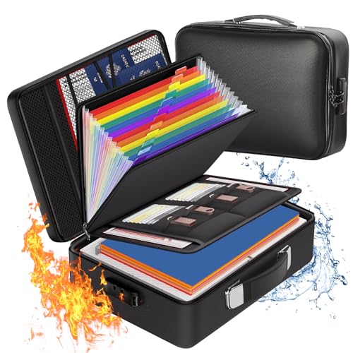 Fireproof Safe Document File Organizer Box, 5200¡ÆF Portable File Organizer with Lock,Hard Case Highly Flame-Resistant Fire Proof Waterproof File Bag with Lock, Fire Safe Home Valuables Storage