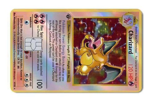Holographic Credit Debit Card Skins Sticker Anime Dragon Tv Show for dedit Card Sticker, Debit Card Skin, Anime Credit/Debit Card Cover, EBT Card, Fans,Gifts (Chirzard) (Pokeman)