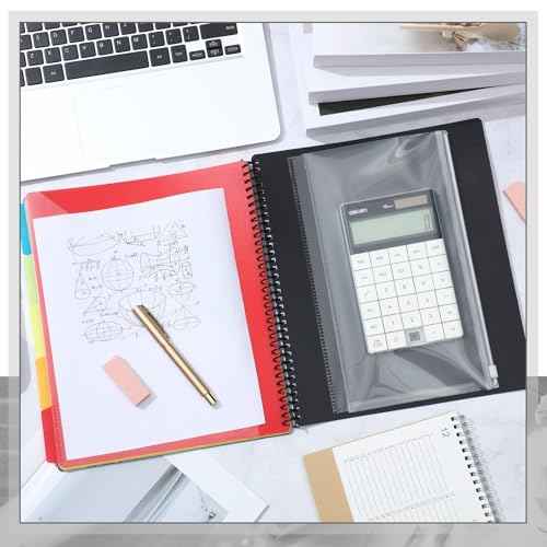 Yeaqee 6 Pack 10 Pocket Project Organizer Spiral Multi Pocket Folders Binder Organizer with Dividers Writable Tabs Zipper Pouch, Letter Size Plastic Folders for School Office