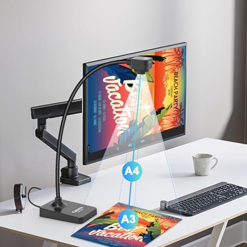 USB Document Camera for Teachers & Presenters - 1080P Webcam with Manual Focus & Mic