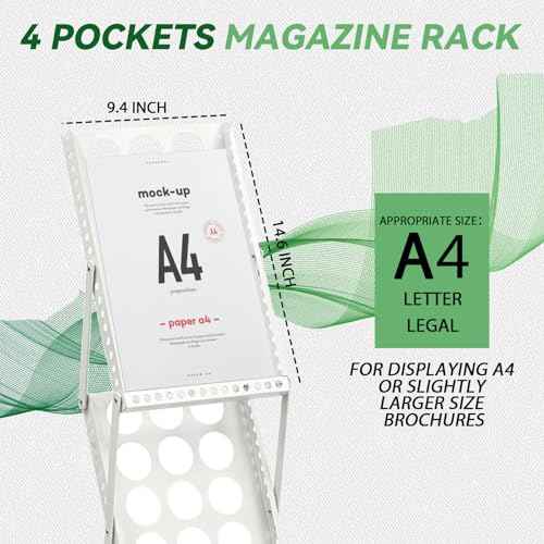 Trade Show Literature Stand Display Rack, Magazine Brochure Catalog Display Stand, Magazine Floor-Standing with Portable Oxford Bag for Office Store Exhibition Trade Show (White)