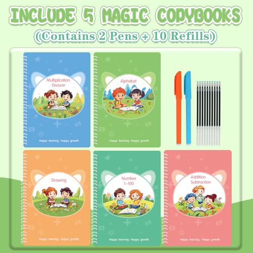 Reusable Grooved Handwriting Workbooks,Magic Copybook,Magic Writing Practice copy books, to help children improve their handwriting ink Practice Age 3-8 ?Calligraphy for kids(Character edition)