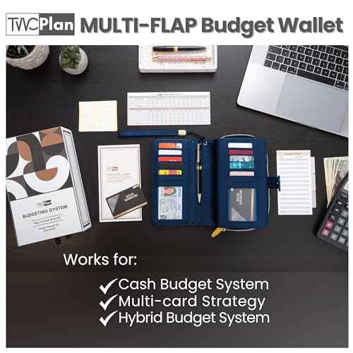 Multi-flap Budget Wallet for Cash Stuffing, Card, Check -Simplified Cash Envelope Wallet System for Budgeting W/ Budget Tracker Sheets, RFID Blocking Leather Wallets For Women, Money Organizer Holder