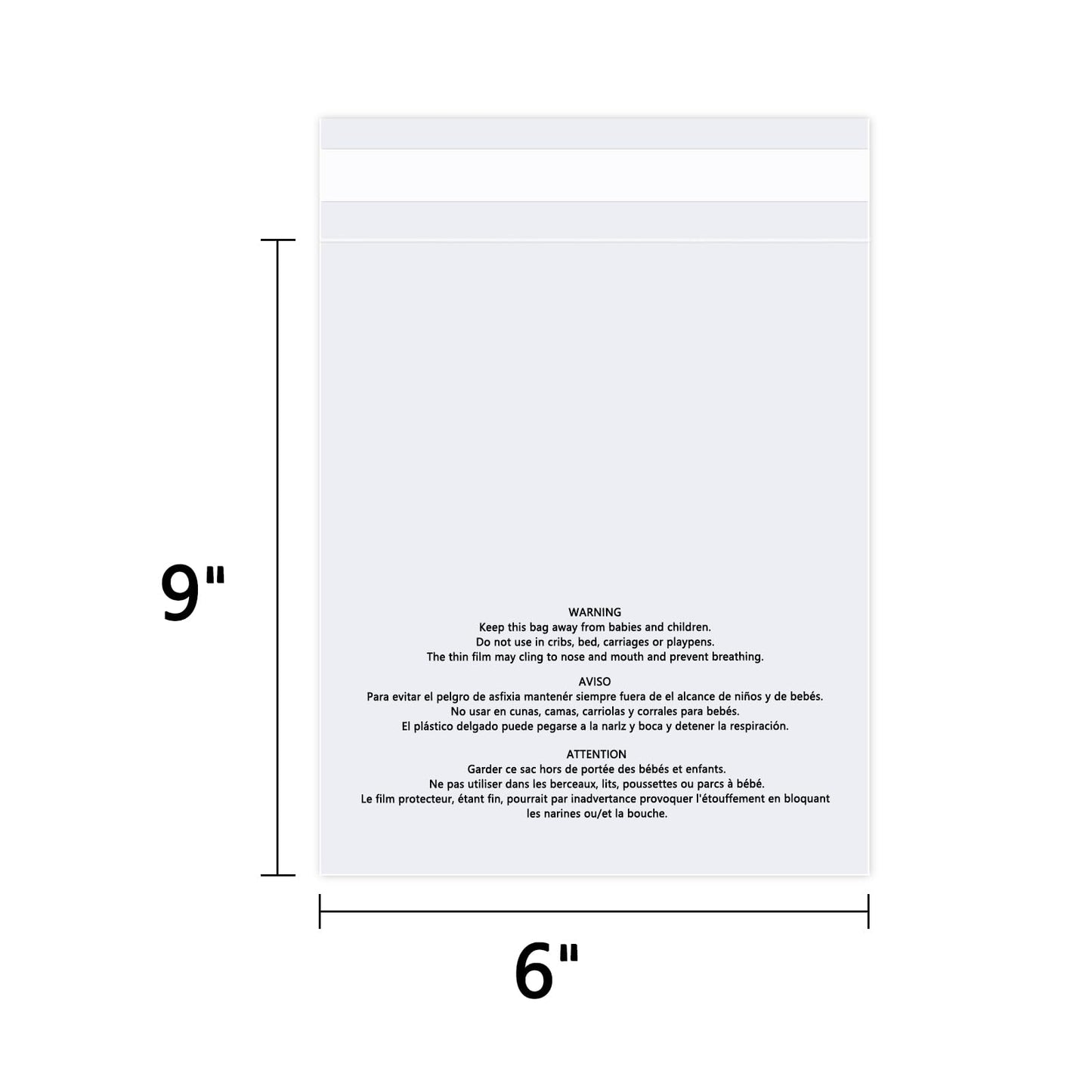 WEPOLY - 6" x 9" (200 Count) - Clear Poly Bags with Suffocation Warning Self Seal for Packaging, Shirts, Clothing & FBA - Permanent Adhesive