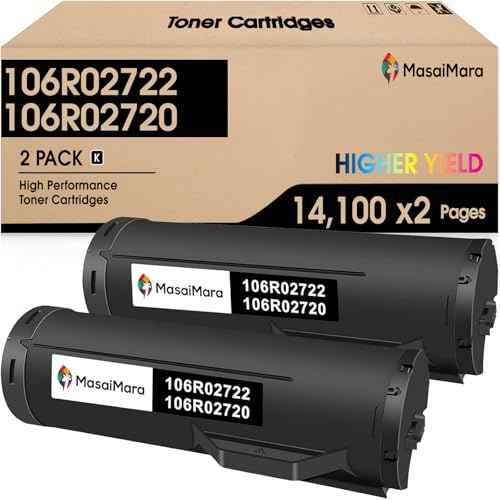 MasaiMara 106R02722 106R02720 (14,100 Pages) Toner Cartridge Replacement for Xerox Phaser 3610 3610N 3610DN 3610DNW WorkCentre 3615 3615DN 3615DNW M455 P455 Printer (Black, 2 Pack)