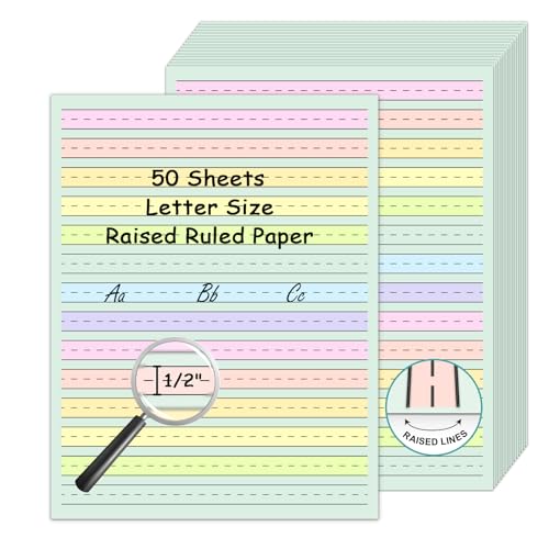 Multicolor Handwriting Practice Sheets for Kids - 50 Sheets, 0.5" Line Width, ADHD & Dysgraphia Support