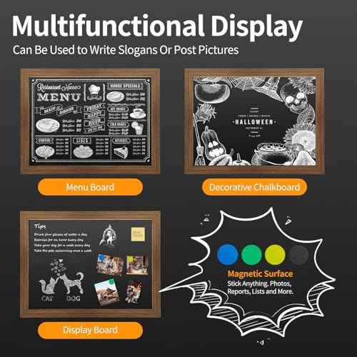 SHANTRA 30"x20" Large Chalkboard, Wooden-Framed Blackboard for Wall, Magnetic Chalkboard for School Office Home, Includes Chalk, Eraser & Hanging Hardware