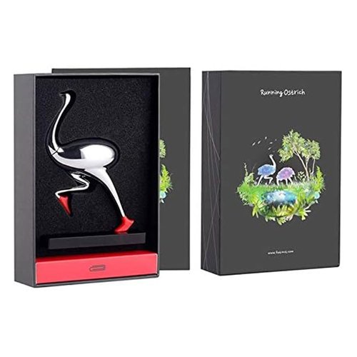 EHERDM Running Ostrich Magnetic Paperclip Holder Funny Office Desk Decor Decorative Jewelry Storage Dispenser Silver Creative Small Gifts for Friends Coworkers