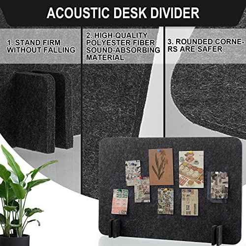 4 Pack Acoustic Desk Divider Desk Partition - Freestanding Privacy Panel 16 x 24 Inches Noise Reducing Partition for Office Table Standing Student Study Reception Area(Black Gray)