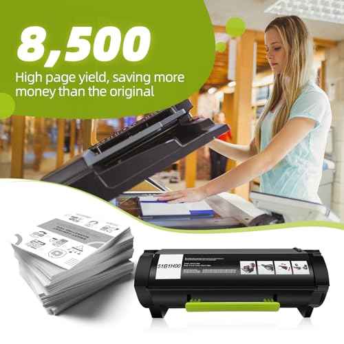 51B1H00 Toner Replacement Lexmark mx417de Toner Cartridge for Lexmark MX417de, MX517de, MX617de, MS417dn, MS517dn, MS617dn, Remanufactured 51B1H00 Toner [8,500 Pages]