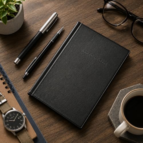Small Business Card Holder Book Organizer with 300 PU Leather Slots, Black