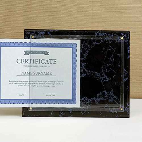 Fine Stationery Black Marble Award Plaque - Slide-In 8.5x11 Certificate or Diploma, Wall Frame