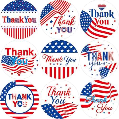 Fancy Land Veterans Day Stickers Patriotic Thank You Sticker Appreciation Veteran Thank You for Your Service Labels for Memorial Day Independence Day Decor Supplies 500Pcs