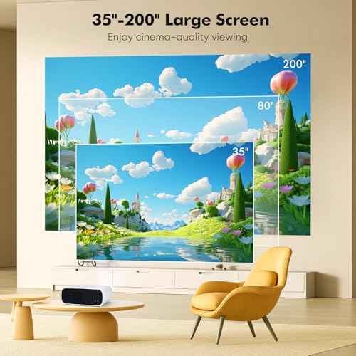 Projector with WiFi and Bluetooth, Native 1080P Portable Projector, 500 ANSI Outdoor Mini Projector Home Theater, Compatible with HDMI/USB/AV/Smartphone/TV Box/Laptop,Grey