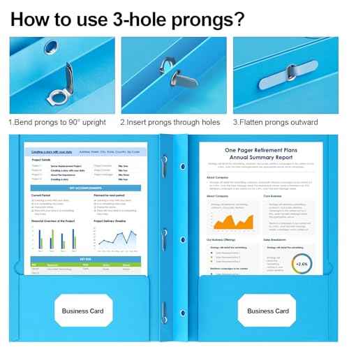HABGP 100 Pack Two Pocket Folder with Prongs, Paper Folders with Pockets and Business Card Holder, Folders with Pocket Fit Letter Size, Organizing Papers in School, Office & Business 5 Color 20 Set