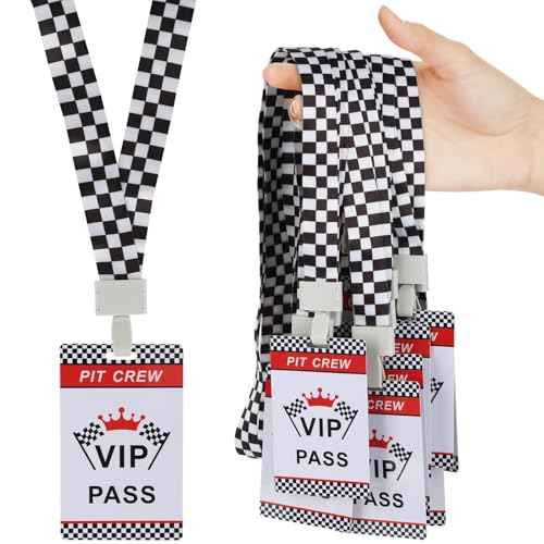 50 Sets Racing VIP Pass Cards with Checkered Racing Lanyards VIP Passes with Lanyard Suitable for VIP Racing Themed Party Decorations Birthday Party Backstage Pass VIP Car Accessories