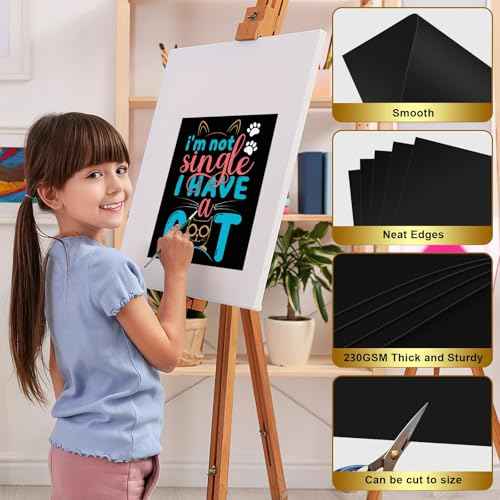 10 Pcs Black Poster Board Paper 11x14, ROOKEA Vision Boards Posterboard Bulk for School Projects Classroom Arts Craft Presentations Drawing Scrapbooking Blank Graphic Display