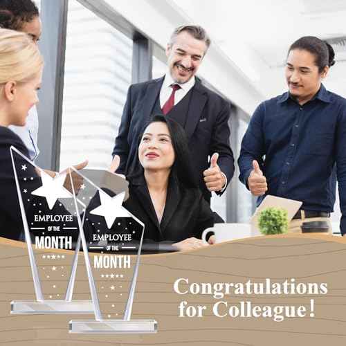 Roowest 8 Pcs Employee of The Month Plaque Employee Month Appreciation Awards Gifts Bulk Coworker Staff Acrylic Trophy Reward Sign Keepsake for Thanksgiving Colleague Volunteer Team Office Teacher