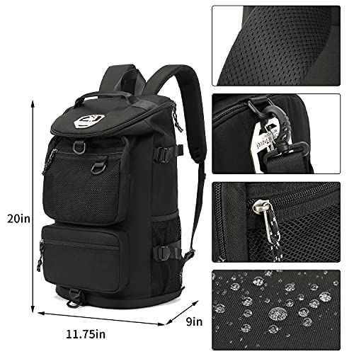 Kalesi Gym Duffle Bag Backpack 4-Way Waterproof with Shoes Compartment for travel Sport Hiking laptop (Black)