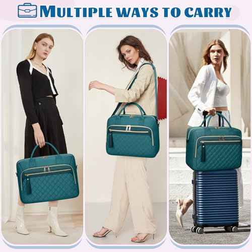 RAINSMORE Laptop Bag 17.3 Inch Briefcase for Women Waterproof Computer Messenger Shoulder Bags Large Laptop Case for Work Business Office Travel College, Dark Green