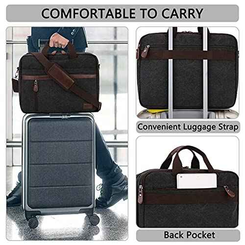 RAVUO Messenger Bag for Men, Water Resistant 17.3 inch Laptop Business Briefcase Canvas Shoulder Satchel for Work Business¡¦