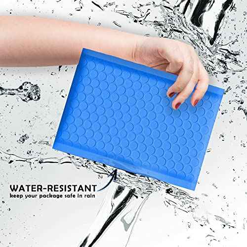 Yens Poly Bubble Mailers 4x8 50 Pack Blue Waterproof Self Seal Adhesive Shipping Bags, Cushioning Padded Envelopes for Shipping, Mailing, Packaging Usable 4x7