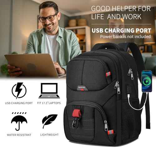 Black Backpack for Men Women, School Backpack for Boys Girls Teens, Backpacks for School, College Back Pack, Book Bag, Water Resistant Bookbag, Business Work Travel mochilas para hombres