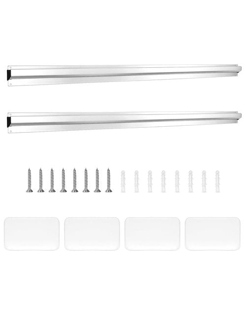 QWORK 48" Order Holder Slide Check Rack Rail, 2 Pack Big Desk Receipt Holder, Aluminium Display Rail Check Rack Receipt Ticket Bill Clip for Restaurant Office Hotel