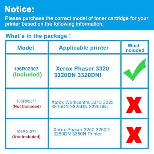 LCL Compatible Toner Cartridge Replacement for Xerox Phaser 3320 106R02307 106R02305 11000 Pages 3320DNI 3320DN (1-Pack Black)