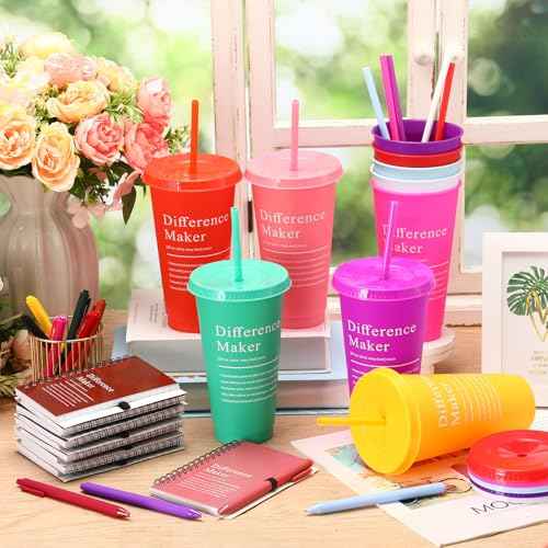 Marspark 20 Sets Difference Maker Gifts for Women Men, Christmas Employee Appreciation Gifts Bulk Inspirational Thank You Cup Motivational Notebooks with Pen for Team Teacher Coworker (Colorful)