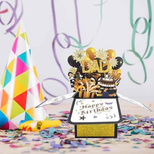 Asmallgf Cool Mens Birthday Gifts for Dad, Happy Daddy Birthday 3D Card from Daughter Son, Funny 40th 50th 60th 70th 80th Birthday Decorations for Father