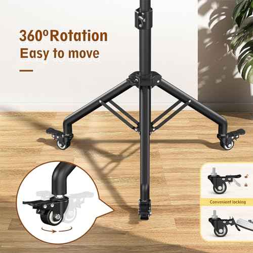 Black Projector Floor Stand with Wheels - Adjustable Height 29 to 44 Inches, Ideal for Office & Home, Portable Laptop Stand