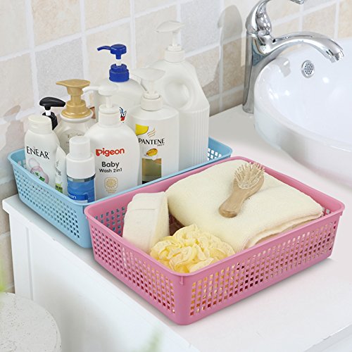 Obstnny Paper Organizer Basket, Plastic File Baskets, Colorful (6 Packs)
