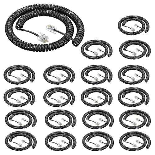 RJ9 4P4C Telephone Cord£¬Telephone Handset Cord,Coiled Wire 10 Pack 8Ft Uncoiled / 1.4Ft Coiled Landline Phone Handset Cable RJ9 4P4C Telephone Accessory -20 Pack