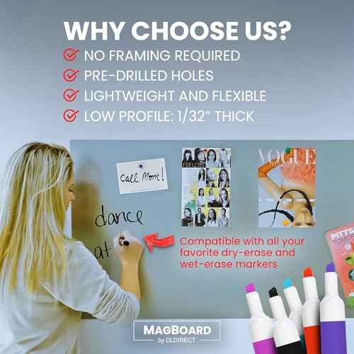 24"x36" - Magnetic Board - Memo & Vision Board for Home, Office, and Classroom - Magnet Board for Kids - Pre-drilled Mounting Screws Included