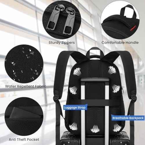 YAMTION Backpack for Men Laptop Backpack with USB Charging Port for Work,School Backpack Waterproof for Teen Boys, Black Travel Backpack