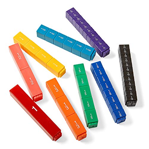 hand2mind Rainbow Fraction Tower Cubes - Montessori Math Manipulatives for 4th Grade, Elementary, Set of 51 - Math Materials