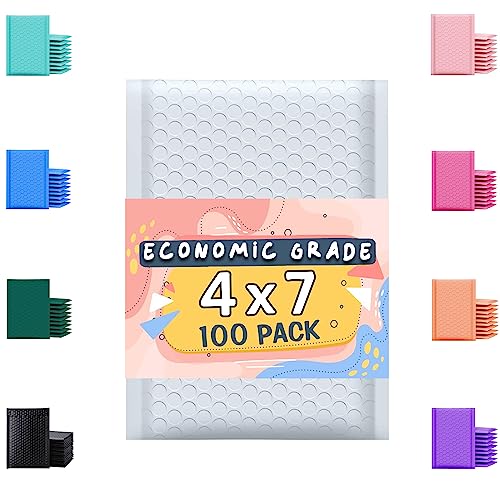 Yens 4x8 Waterproof Bubble Mailers 100 Pack Self-Seal Shipping Envelopes
