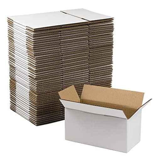 50 Pack 8x4x4 Inches Shipping Boxes, Small Corrugated Cardboard Boxes for Mailing and Packing, White