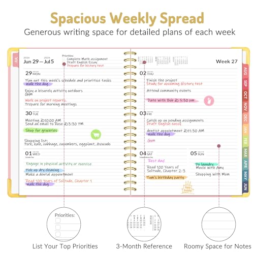 Forvencer Pink Academic Planner 2026-2027 | 8.5x11 Calendar Jul-Jun 2026-2027