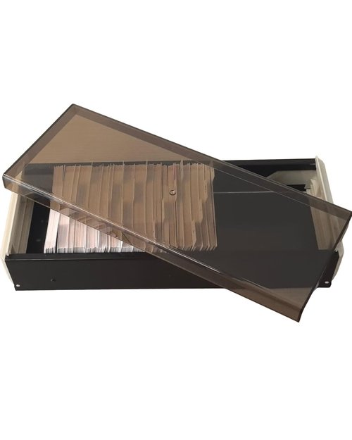 Business Card Holder for Desk, 800 Capacity Plastic Business Card Organizer Box, Desktop Credit Flash Gift Cards Holder File Box Storage, A-Z Tabs, Metal Structure, Black