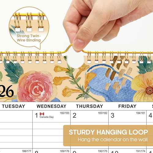 2026 Calendar, 18-Month Wall Calendar from Jan 2026 to Jun 2027, 11.5" x 14.7", Spiral Binding Hanging Monthly Calendar with Twin-Wire Binding, Perfect for Home or Office - Botanic Whimsy