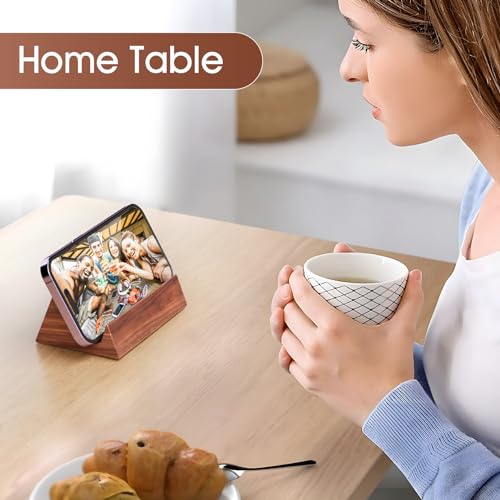 MaxGear Walnut Wood Business Card Holder - Mountain Variation, Elegant Desktop Organizer