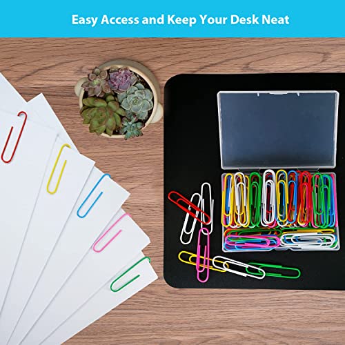 AnutriON Large 2-Inch Paper Clips 100Pcs Assorted Color - Reusable Plastic Coated