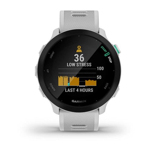 Garmin Forerunner 55, GPS Running Watch with Daily Suggested Workouts, Up to 2 weeks of Battery Life, White One Size (Renewed)
