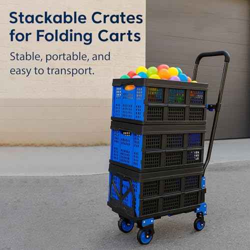 Foldable Plastic Storage Crate ? Stackable & Collapsible Basket, 1.73 Cu Ft for Home, Office & Garage