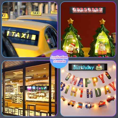 LED Sign, 23"x5" Programmable LED Sign with Bluetooth APP Control - Huge Bright Scrolling Text/Animations for Car, Store, Christmas Advertising (Pre-Made & Custom Modes)