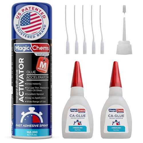CA Glue with Activator (2 x 0.8 oz + 6.7 fl oz), Cyanoacrylate Glue and Activator, Super Glue with Accelerator, CAGlue and Accelerator (1 Pack)